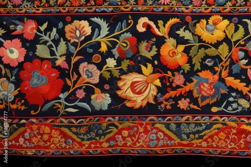 floral rug in close-up view created with Generative AI technology