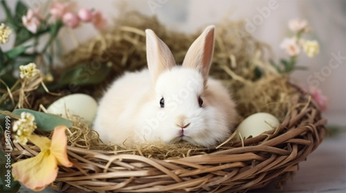 Cute Easter bunny / rabbit that is protecting the nest Generative Art