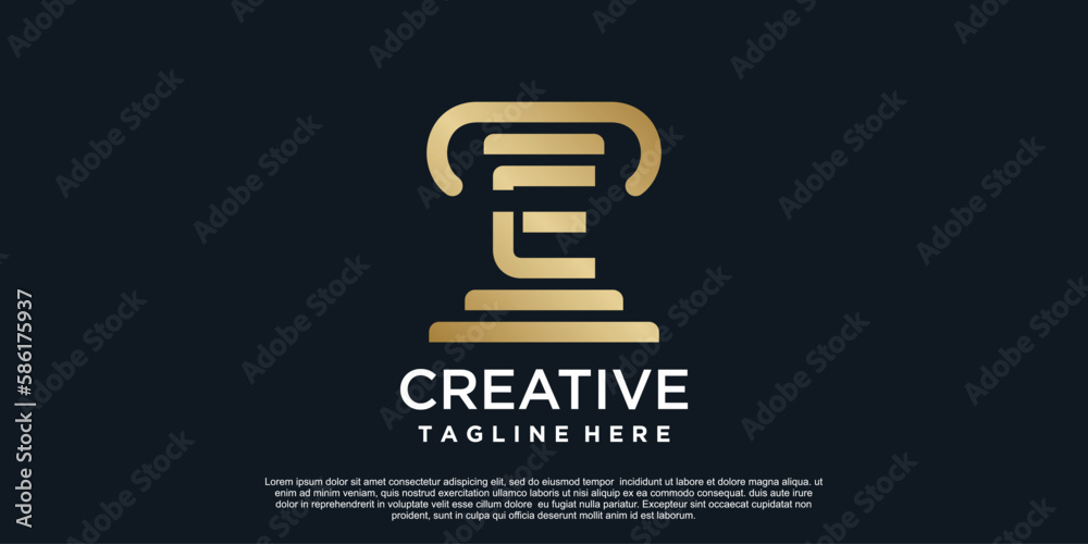 Obraz premium Letter E logo design of justice unique concept Premium Vector
