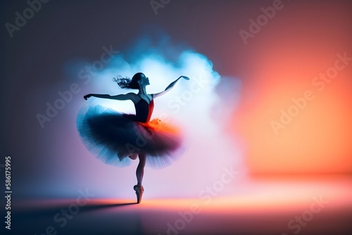 Rendering of Epic Ballerina Dancing in the Dark. Generative AI. 