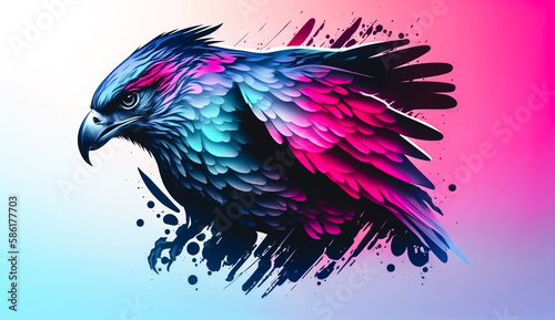 Beautiful logo with a purple bird with a gradient, generative Ai.