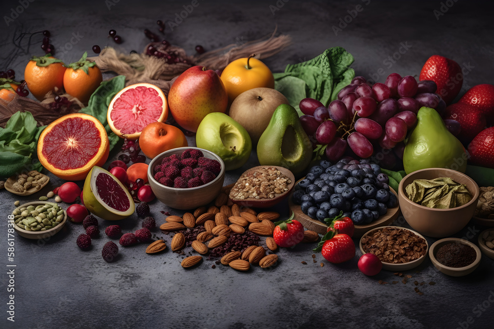 fruits and vegetables on the table, Generative AI fruits and vegetables on the table, Generative AI