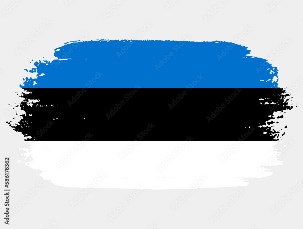 Artistic grunge brush flag of Estonia isolated on white background. Elegant texture of national country flag Artistic grunge brush flag of Estonia isolated on white background. Elegant texture of national country flag