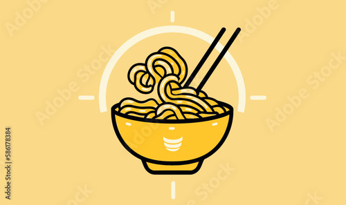 Ramen noodles. Vector illustration for mascot logo or sticker