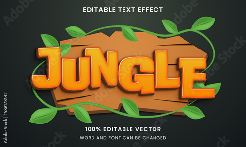 jungle Comic Cartoon game adventure tittle 3D Editable text Effect Style