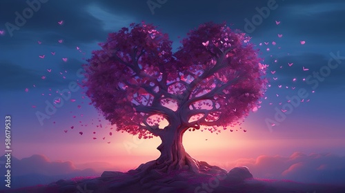 Heart Tree Background, Image Ai Generated
