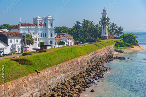 Meeran Mosque and Galle lighthouse in Sri Lanka photo