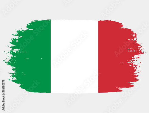 Artistic grunge brush flag of Italy isolated on white background. Elegant texture of national country flag