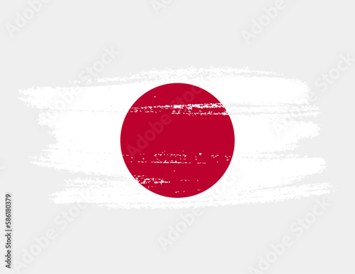 Artistic grunge brush flag of Japan isolated on white background. Elegant texture of national country flag