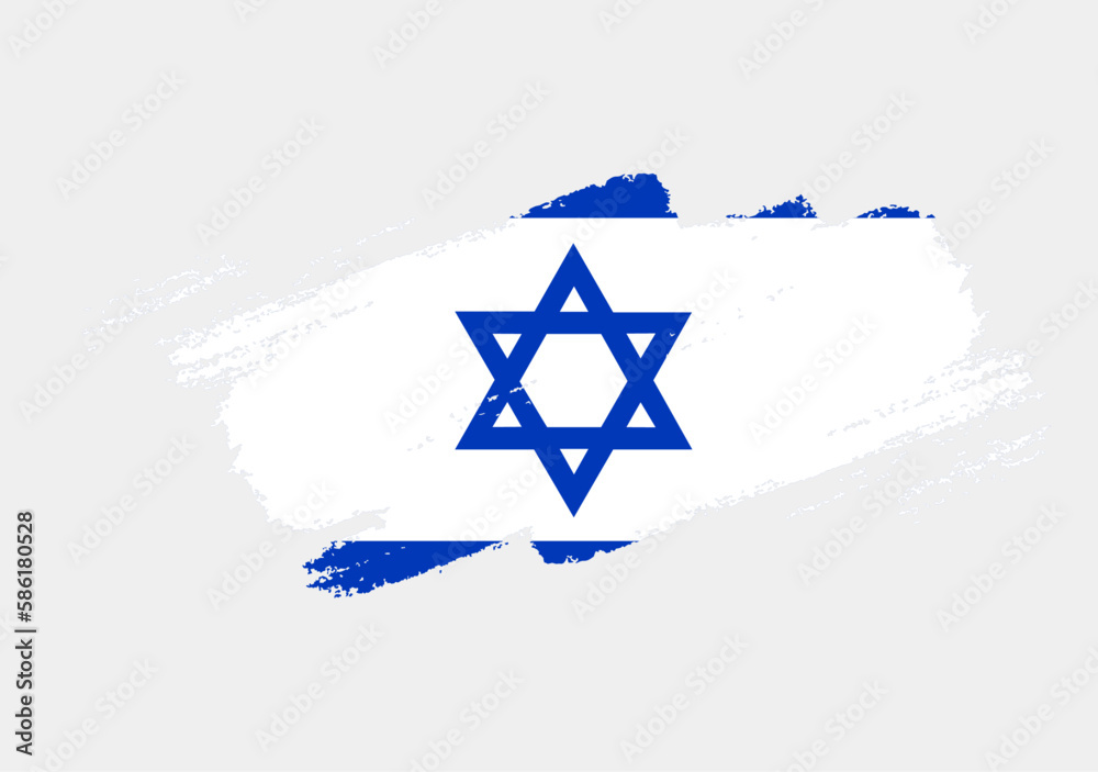 Artistic grunge brush flag of Israel isolated on white background. Elegant texture of national country flag Artistic grunge brush flag of Israel isolated on white background. Elegant texture of national country flag
