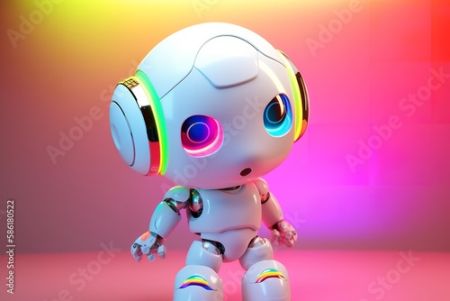 "Discover the Adorable World of White Cute Robots: Virtual Color Choice in Vibrant Splendor, White, Cute, Robot, Virtual, Color, Choice, Colorful, Adorable, AI, Technology, © Sumon
