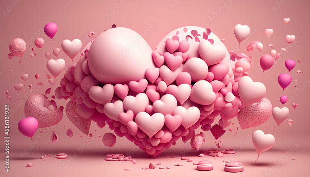 AI generates illustrations romantic balloons