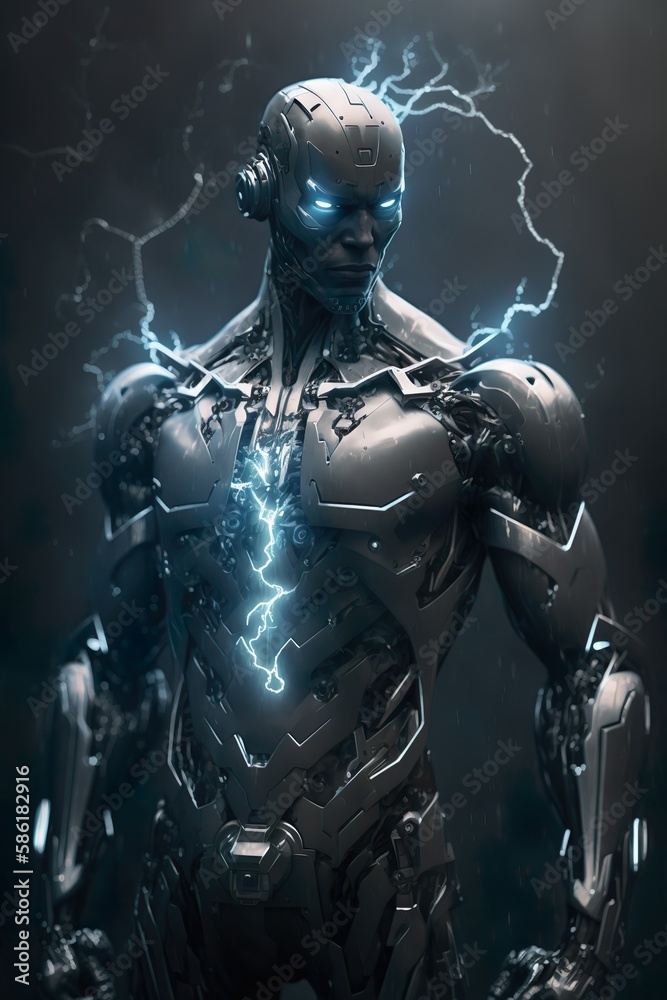 Very detailed and futuristic representation of an AI as an intelligent humanised robot Very detailed and futuristic representation of an AI as an intelligent humanised robot