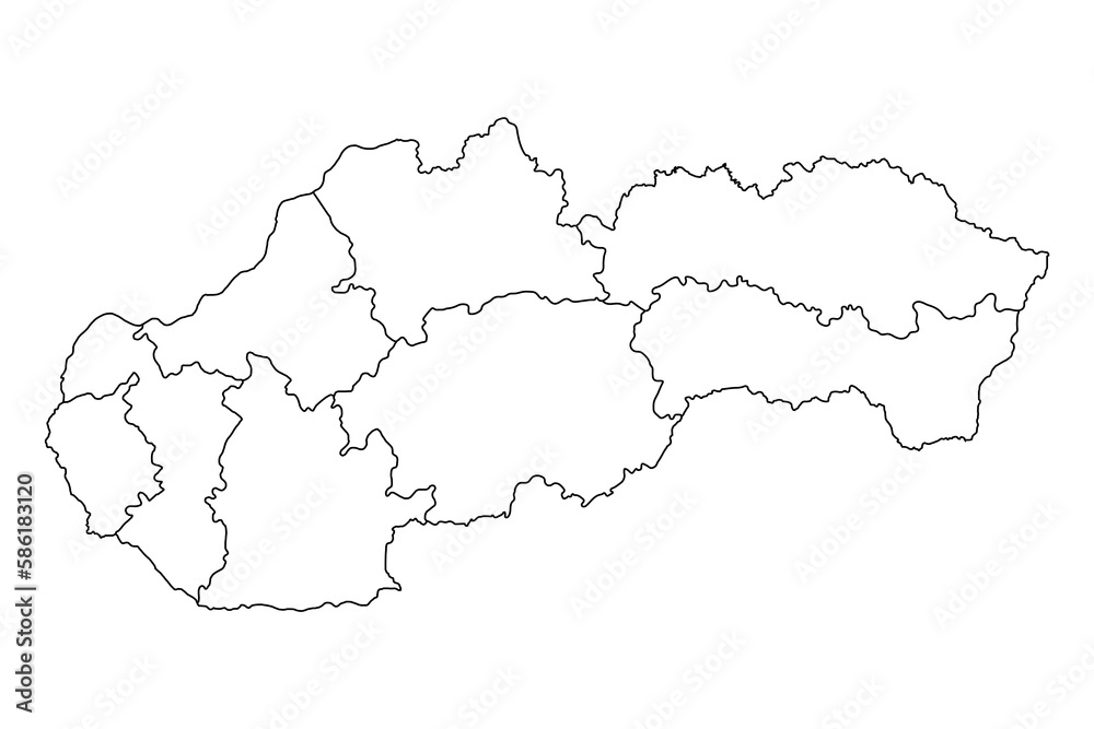Slovakia map with regions. Vector illustration. Slovakia map with regions. Vector illustration.