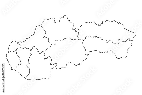 Slovakia map with regions. Vector illustration.