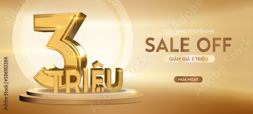Banner 3 million Sale off in Vietnamese. 3 million VND discount	