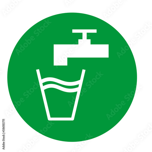 Drinking water symbolized on green background.