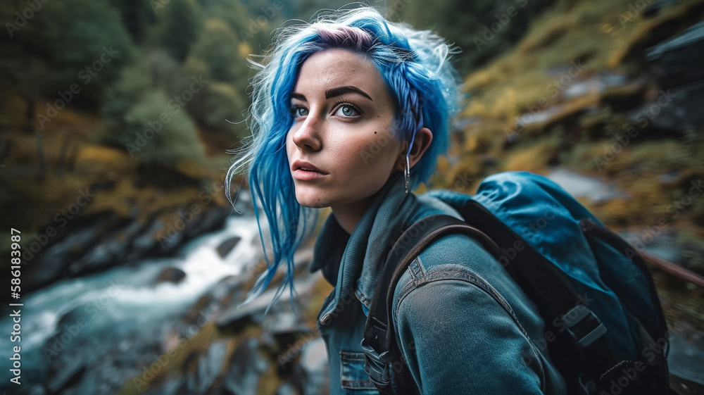 Young Adult Exploring Forested Land, Generative Ai Young Adult Exploring Forested Land, Generative Ai