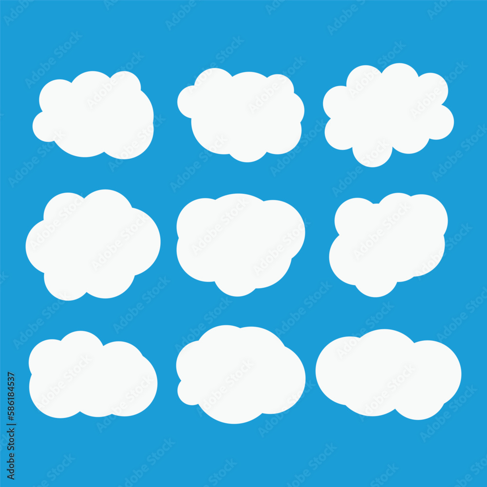 Set of white clouds on blue background. Vector illustration Set of white clouds on blue background. Vector illustration