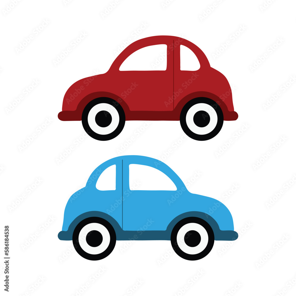 Toy car. Flat vector image of baby toy car on white background. Vector illustration Toy car. Flat vector image of baby toy car on white background. Vector illustration