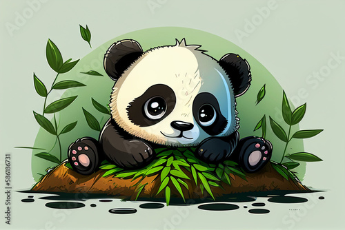 Creative cartoon illustration of red panda
