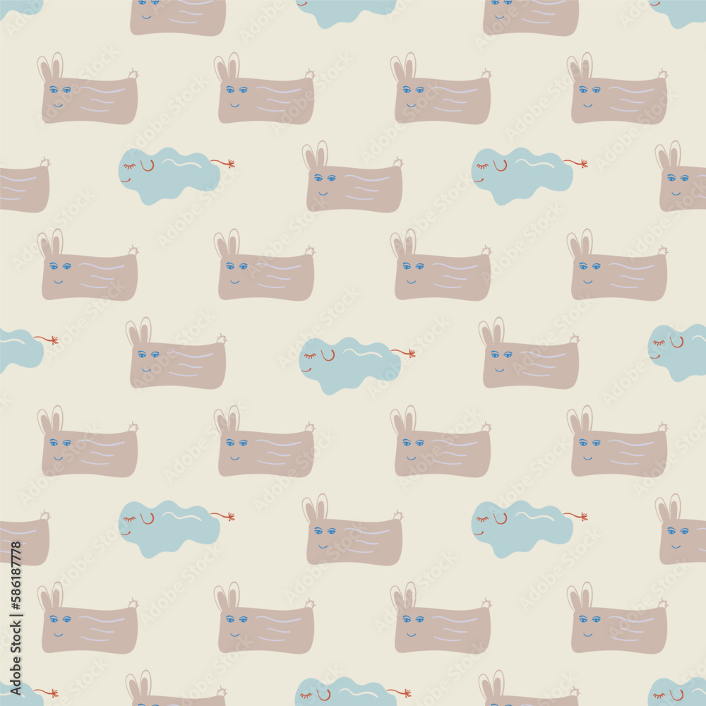 Contemporary pattern with funny animal elements. Vector seamless pattern for surface design.