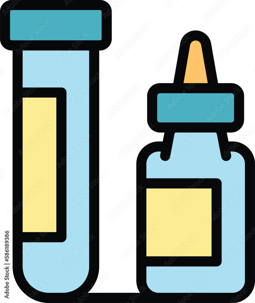 Lab tube test icon. Outline Lab tube test vector icon for web design isolated on white background color flat Lab tube test icon. Outline Lab tube test vector icon for web design isolated on white background color flat