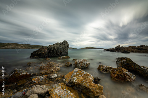 Long exposure seascape at eagean coast photo
