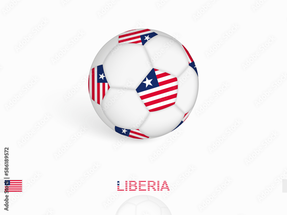 Soccer ball with the Liberia flag, football sport equipment.