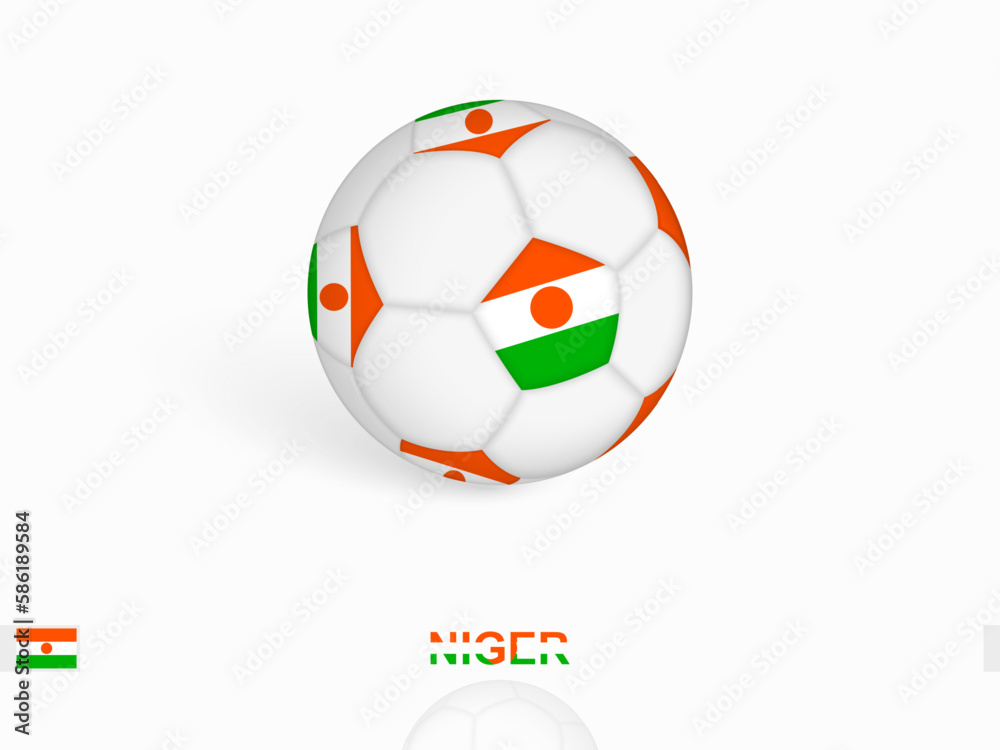 Soccer ball with the Niger flag, football sport equipment.