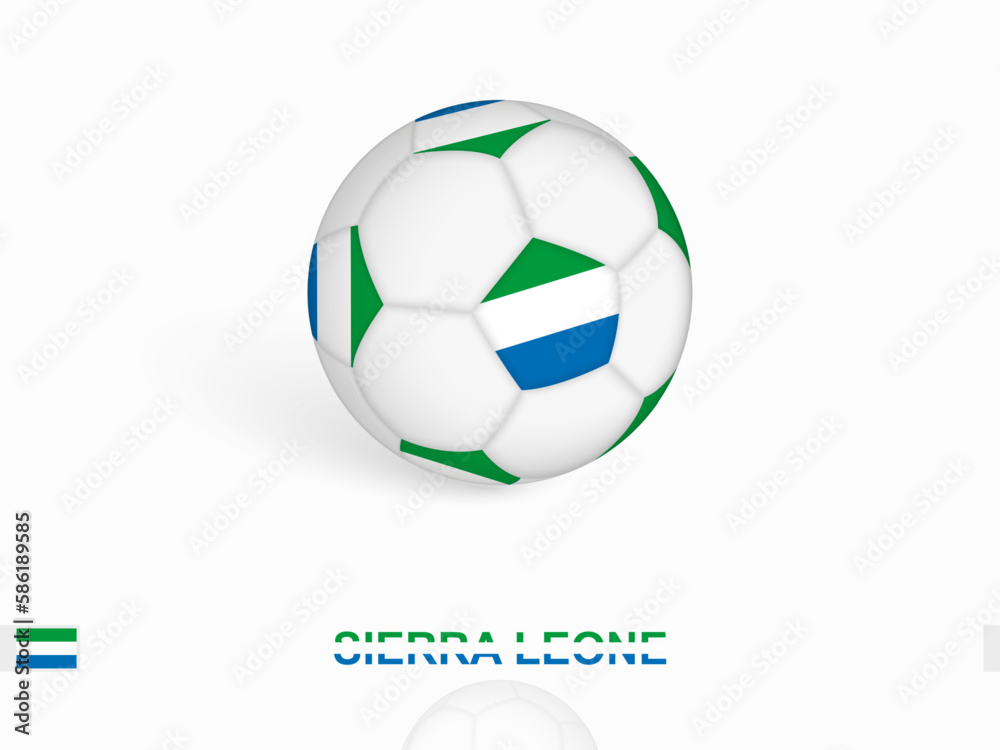 Soccer ball with the Sierra Leone flag, football sport equipment.