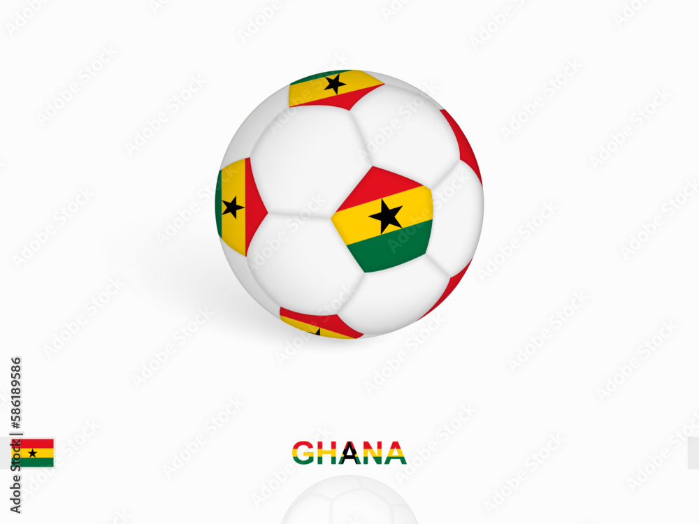 Obraz premium Soccer ball with the Ghana flag, football sport equipment.