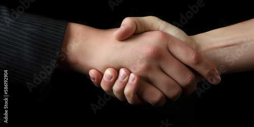 Handshaking, concept of Agreement and Partnership, created with Generative AI technology