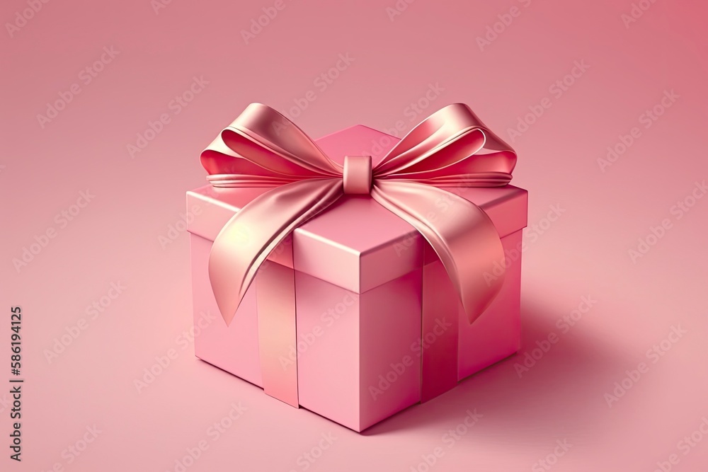 3d rendering gift box with pink tones. Generative AI