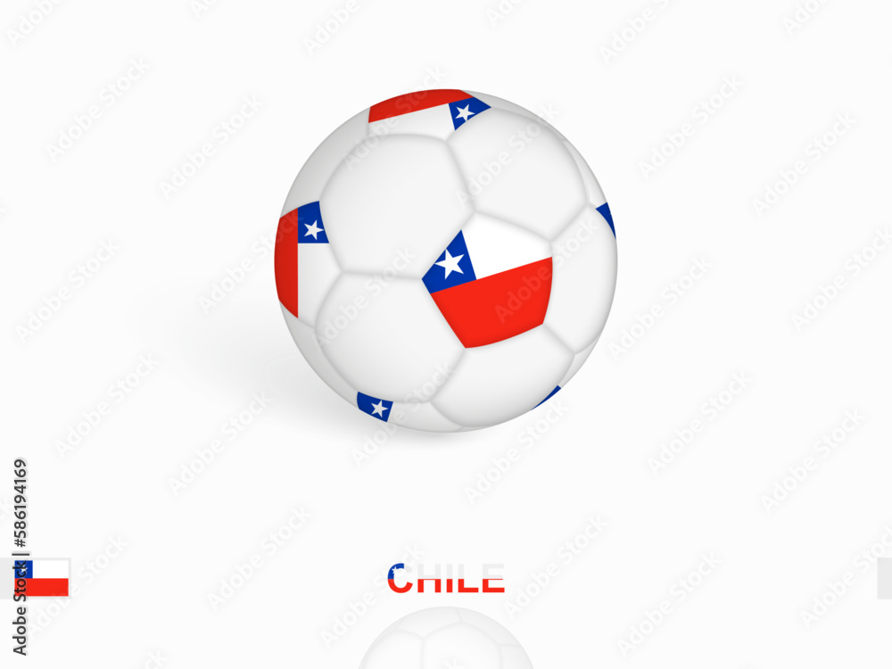 Soccer ball with the Chile flag, football sport equipment. Soccer ball with the Chile flag, football sport equipment.