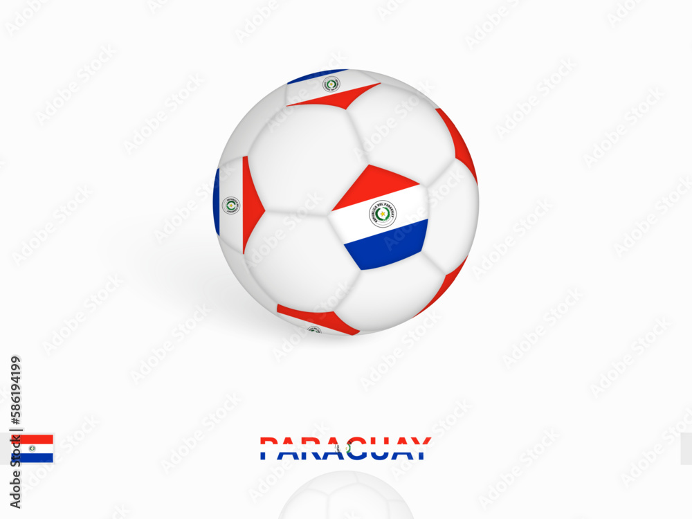 Soccer ball with the Paraguay flag, football sport equipment.