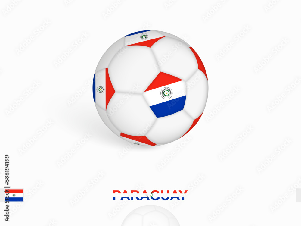 Obraz premium Soccer ball with the Paraguay flag, football sport equipment.