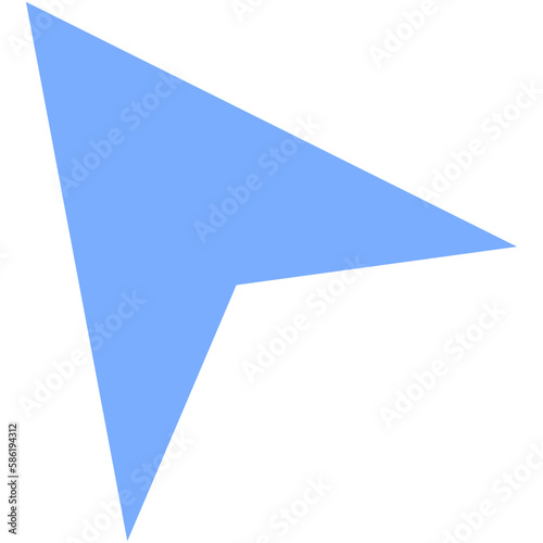 Blue locating arrow icon for sending email and delivery information. Vector illustration