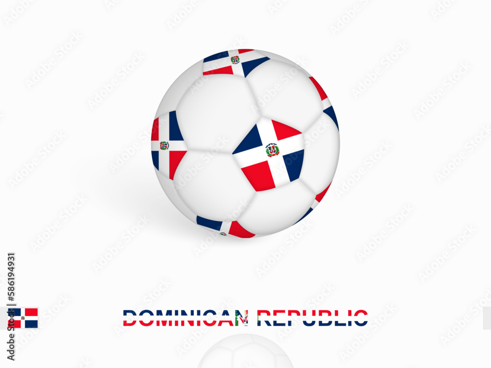 Soccer ball with the Dominican Republic flag, football sport equipment. Soccer ball with the Dominican Republic flag, football sport equipment.