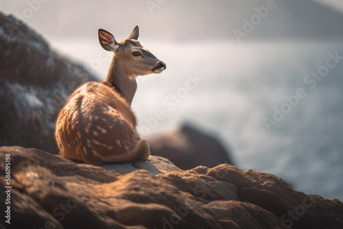 deer on a rock, Generative AI