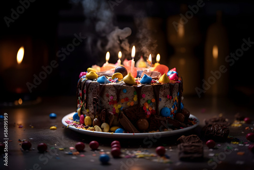 birthday cake with candles  Generative AI