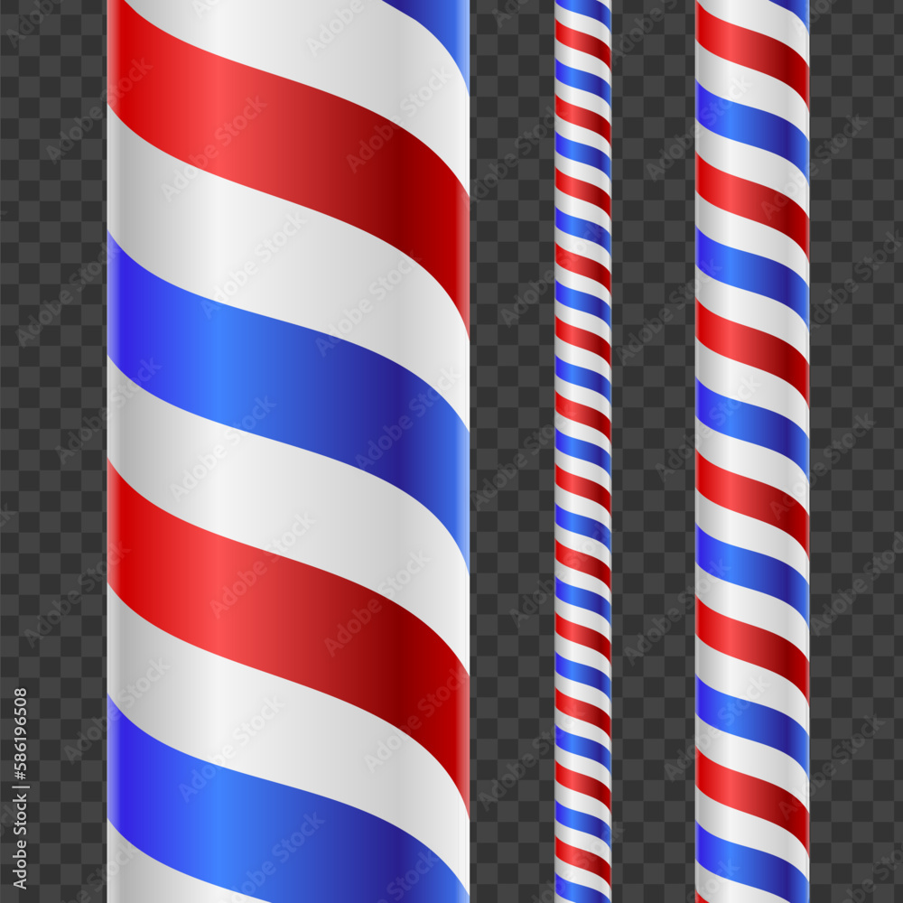 Realistic Detailed 3d Different Barber Shop Line Set on a Transparent Background. Vector illustration of Barbershop Lines Realistic Detailed 3d Different Barber Shop Line Set on a Transparent Background. Vector illustration of Barbershop Lines
