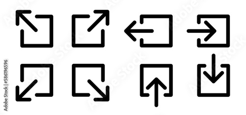 External, exit or entrance link symbol. Hyperlink chain icon. Download, share, and load pictogram. Flat label vector. Open page icon. Logout and output, web or website sign. Login or logout concept.