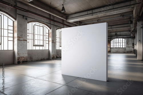 Copy space of white frame on stone wall abstract background. Generative ai