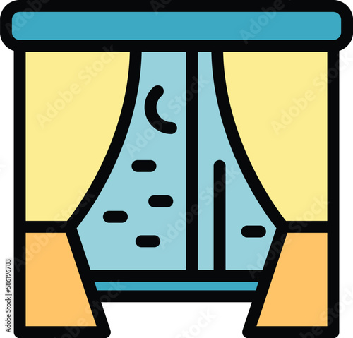 Night window icon. Outline Night window vector icon for web design isolated on white background color flat