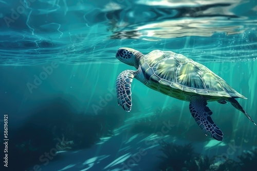 turtle swimming in the sea ai generated
