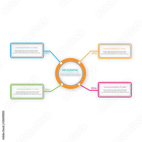 Circle diagram template with four steps or options, infographic template for web, business, presentations, vector eps10 illustration