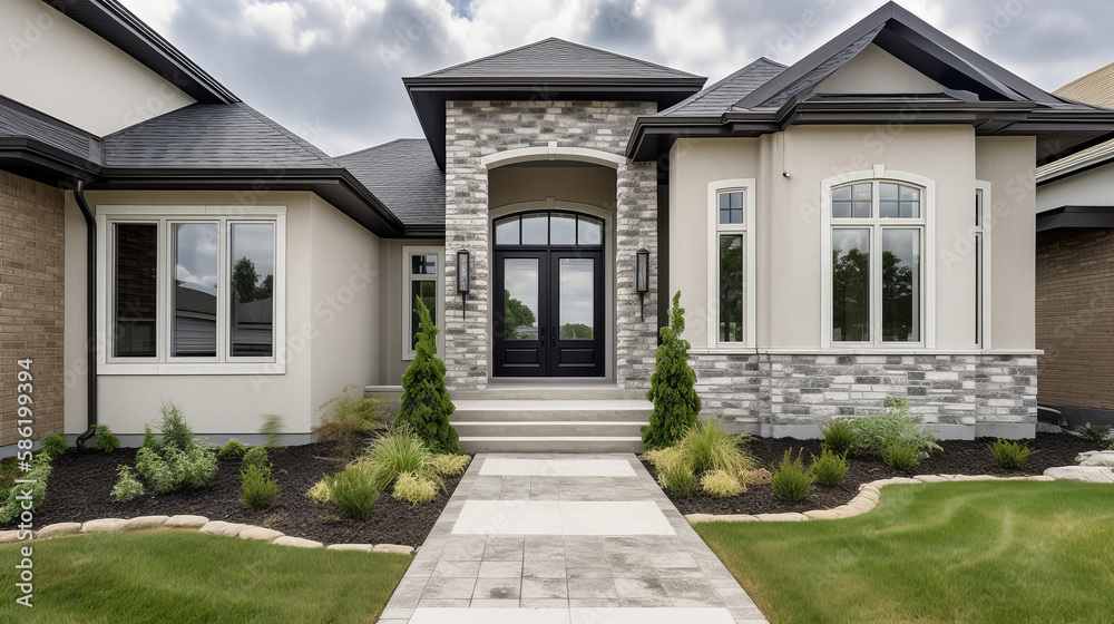 Obraz premium Modern house. Illustration AI Generative.