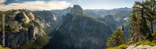 Half Dome Centered in Yosemite Wilderness Panorama