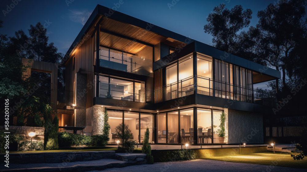Modern house. Illustration AI Generative. Modern house. Illustration AI Generative.